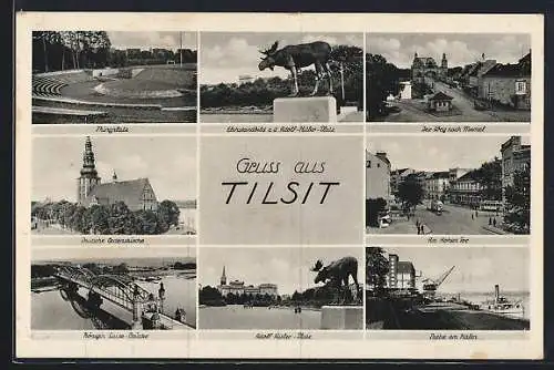 AK Tilsit, Thingplatz, Königin-Luise-Brücke, Platz