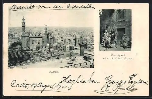 AK Cairo, Courtyard of an Arabian House, Aussicht von der Citadelle