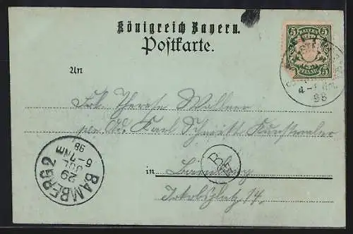 Mondschein-AK Staffelstein / Mainthal, Marktplatz mit Rathaus im Winter