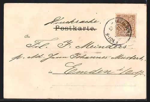 AK Ratzeburg, Teilansicht, Passepartout mit Rotkehlchen