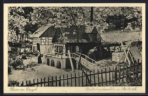 AK Thum i. Erzgeb., Brettschneidermühle im Stadtpark