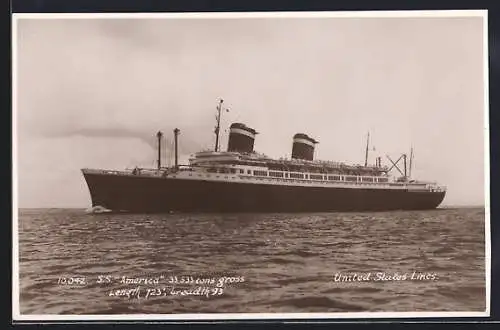 AK Passagierschiff S.S. America der United States Lines auf dem Meer