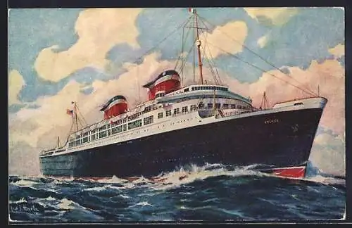 Künstler-AK Passagierschiff America auf hoher See