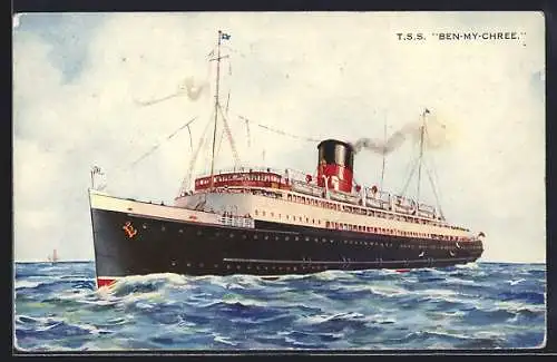 AK Passagierschiff TSS Ben-My-Chree auf dem Meer