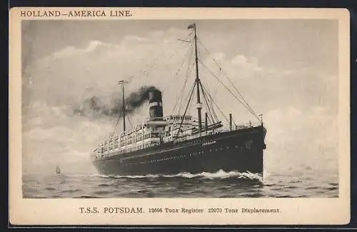 AK Passagierschiff TSS Potsdam auf hoher See, Holland-America Line