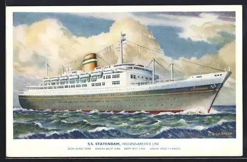 AK Passagierschiff SS Statendam der Holland-America Line in Fahrt