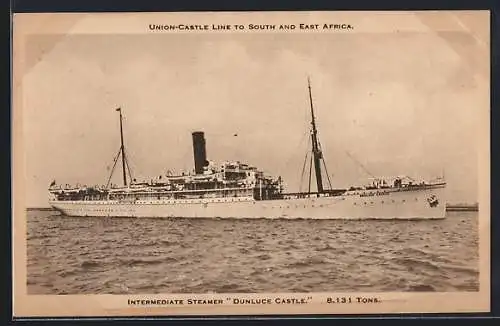 AK Passagierschiff Dunluce Castle auf dem Meer, Union-Castle Line