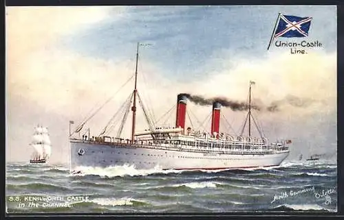 AK Passagierschiff S.S. Kenilworth Castle in the Channel, Union-Castle Liner