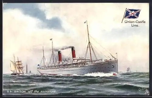 AK S. S. Briton off the Eddystone, Union-Castle Line, Passagierschiff