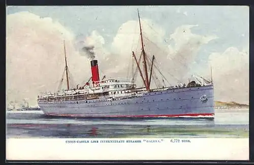 AK Passagierschiff Galeka vor der Küste, Union-Castle Liner