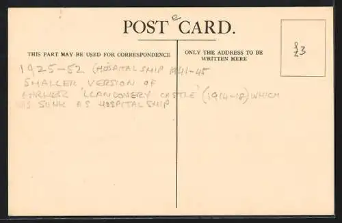 AK Passagierschiff Llandovery Castle pfügt durchs Meer, Union-Castle Liner