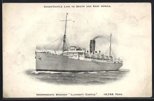AK Passagierschiff Llandaff Castle auf dem Meer, Union-Castle Liner