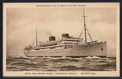 AK Passagierschiff Carnarvon Castle, Royal Mail Motor Vessel in voller Fahrt