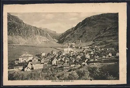 AK Andermatt, Teilansicht mit Bergen