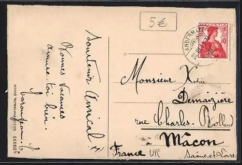 AK Andermatt, Teilansicht mit Bergen