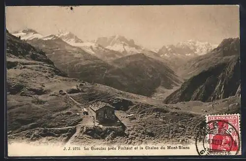 AK Finhaut, La Guerulaz près Finhaut, Panorama et la Chaîne du Mont-Blanc