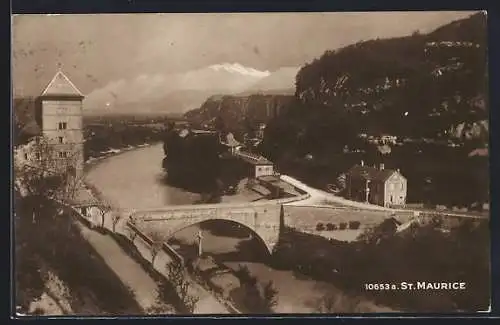 AK St. Maurice, Panorama mit Strassenpartie