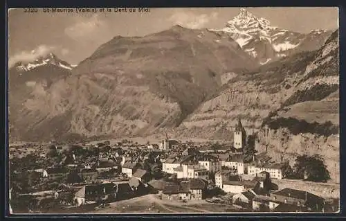 AK St-Maurice /Valais, Panorama et la Dent du Midi