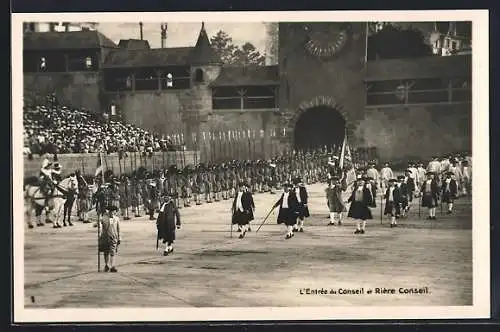 AK Vevey, la fête des vignerons 1927, l`entrée du conseil