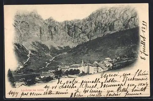 AK Loueche les bains, Teilansicht mit Bergen