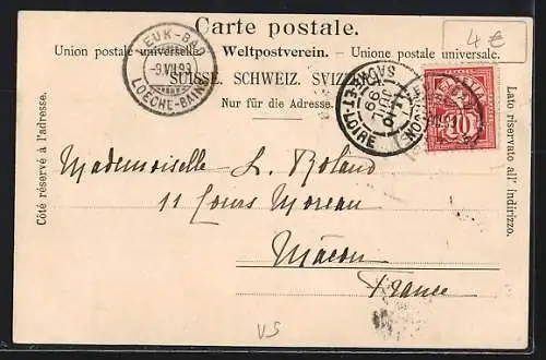 AK Loueche les bains, Teilansicht mit Bergen