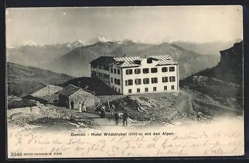 AK Gemmi, Hotel Wildstrubel mit den Alpen