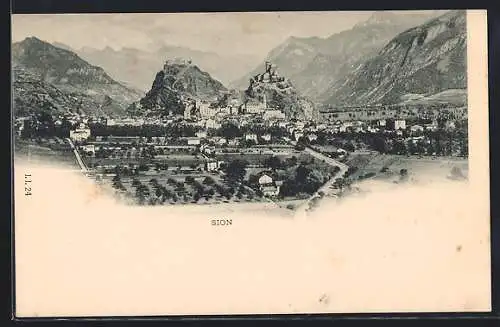 AK Sion, Teilansicht mit Bergen