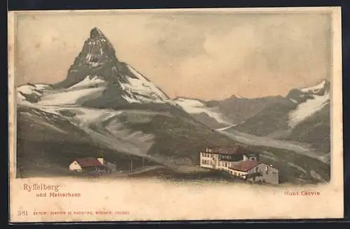 AK Ryffelberg, Panorama mit Matterhorn, Mont Cervin