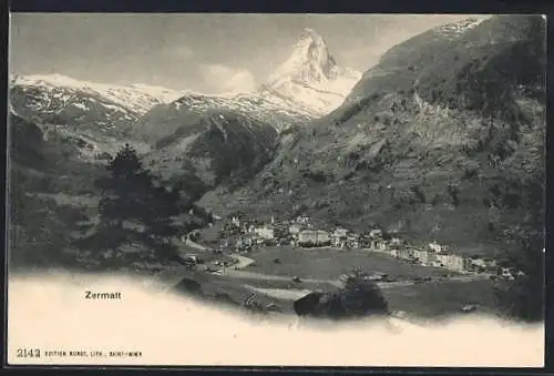 AK Zermatt, Teilansicht mit Strassenpartie