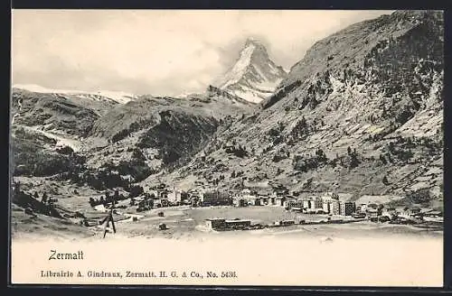 AK Zermatt, Teilansicht mit Bergen