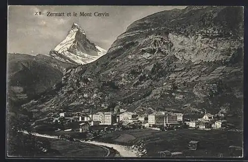 AK Zermatt, Panorama et le Mont Cervin