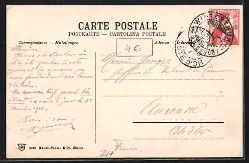 AK Winterthur, Teilansicht mit Kirche und Strassenpartie