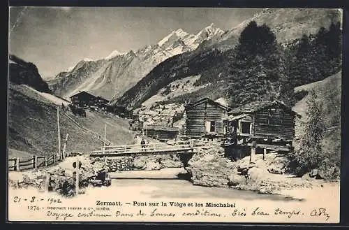 AK Zermatt, Pont sur la Viège et les Mischabel