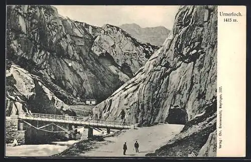AK Urnerloch, Panorama mit Brücke