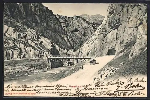 AK Urnerloch, Panorama mit Brücke