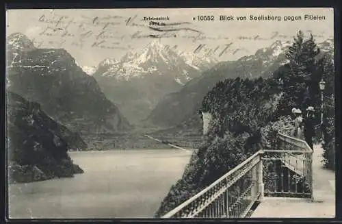 AK Flüelen, Blick von Seelisberg gegen den Ort mit Bristenstock
