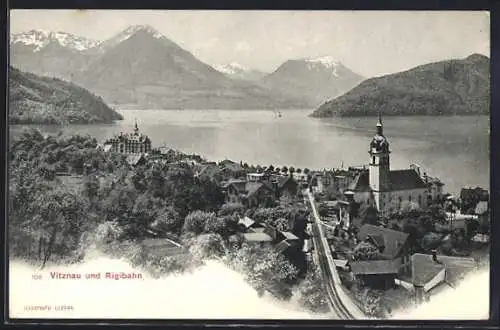 AK Vitznau, Ortsansicht und Rigibahn
