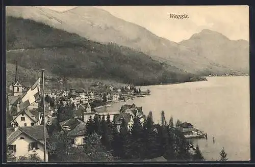 AK Weggis, Ortsansicht an der Seeküste