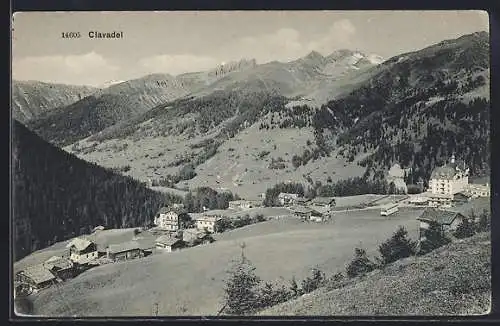 AK Clavadel, Ortsansicht vom Berg aus