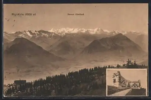 AK Rigi-Kulm, Hotel, Blick ins Berner Oberland