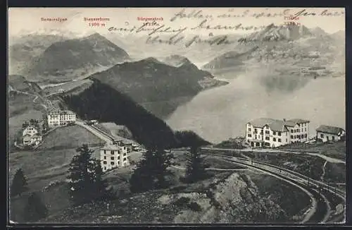 AK Rigi-Staffel, Blick auf die Berneralpen, Stanserhorn, Bürgenstock und Pilatus