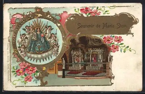 Lithographie Mariastein, Gnadenaltar in der Grotte, Gnadenbild