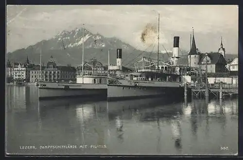AK Luzern, Dampfschifflände mit Pilatus