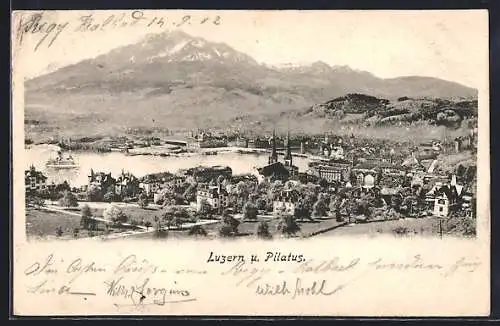 AK Luzern, Totalansicht mit Pilatus