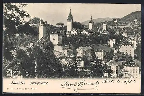 AK Luzern, Ortsansicht mit den Museggtürmen