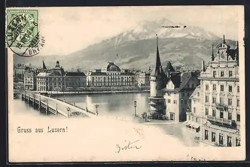 AK Luzern, Teilansicht mit dem Pilatus