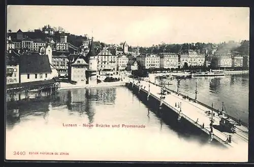 AK Luzern, Neue Brücke und Promenade