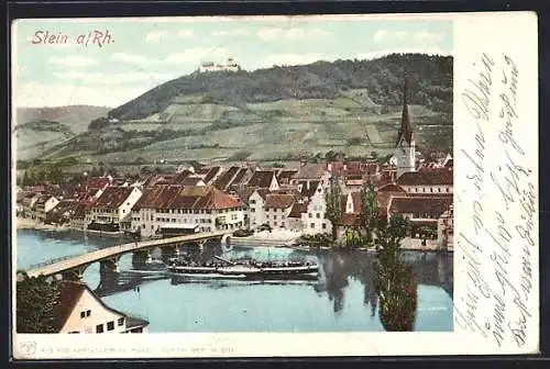 AK Stein a. Rh., Ortsansicht gegen die Burg