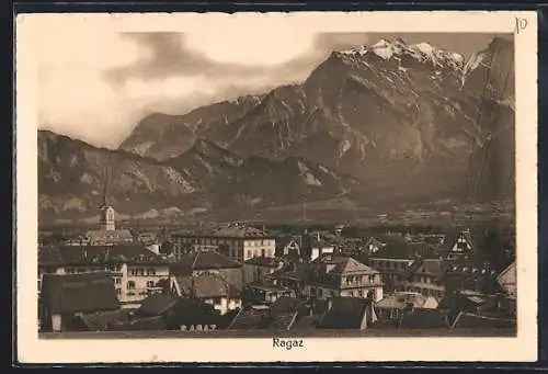 AK Ragaz, Ortsansicht gegen die Berge
