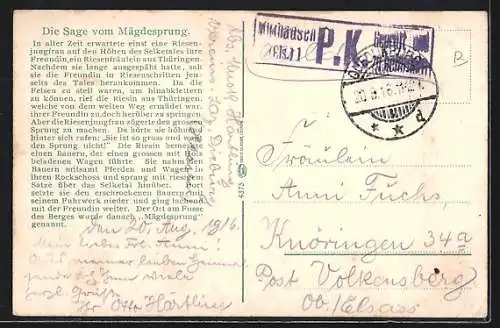 AK Die Sage vom Mägdesprung im Selketal, Harz